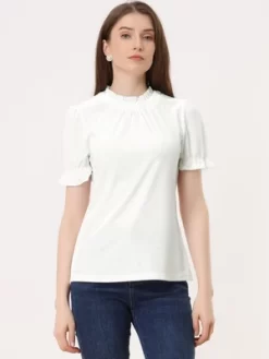 Allegra K Ruffle Collar Shirt For Women's Short Sleeve Velvet Tops Blouse 13 Allegra K Ruffle Collar Shirt For Women's Short Sleeve Velvet Tops Blouse -Women Sale Shop GUEST 2c8b272d 5ce7 43b6 9dcb 34d569e5dc43