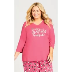 Women's Plus Size Cold Outside Sleep Top - Pink | AVENUE -Women Sale Shop GUEST 2de27858 d081 4908 a59d db9ff203326d