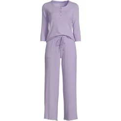 Lands' End Women's Pointelle Rib 2 Piece Pajama Set - 3/4 Sleeve Top And Crop Pants -Women Sale Shop GUEST 2eff7d86 dc9a 48d4 a466 a1ffea4d687e