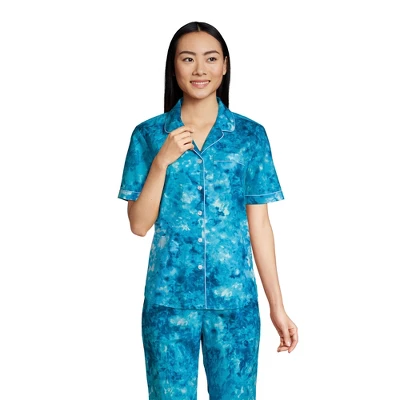 Lands' End Women's Short Sleeve Cotton Poplin Pajama Shirt 8 Lands' End Women's Short Sleeve Cotton Poplin Pajama Shirt - Image 6