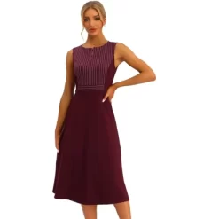 Allegra K Women's Striped Crew Neck Sleeveless A-Line Midi Work Office Dress 15 Allegra K Women's Striped Crew Neck Sleeveless A-Line Midi Work Office Dress -Women Sale Shop GUEST 362a74f1 327b 492b bdd2 d04b4ca59959