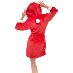 Santa's Helper Red Christmas Hooded Robe For Women