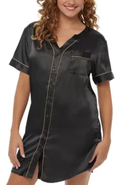 Womens Satin Night Shirt, Boyfriend Style Short Sleeve Sleep Shirt 14 Womens Satin Night Shirt, Boyfriend Style Short Sleeve Sleep Shirt -Women Sale Shop GUEST 37a1da4e b18a 4e9b 8216 4424e25ba2a2