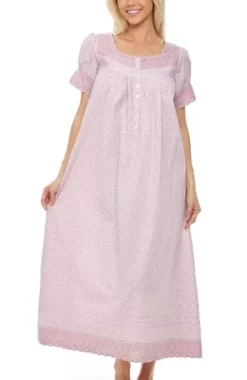 Women's Cotton Victorian Nightgown, Amelia Short Sleeve Lace Trimmed Button Up Long Vintage Night Dress Gown -Women Sale Shop GUEST 3823ecef 41f4 4ceb 88ca 659d1a487ccc