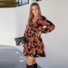 Women's Floral Print Smocked Ruffled Mini Dress - Cupshe