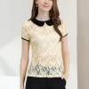 Allegra K Women's Contrast Peter Pan Collar Blouse Short Sleeve Sheer Lace Top -Women Sale Shop GUEST 3a62bff7 d57f 4ec2 aef2 2dd73661c0d6