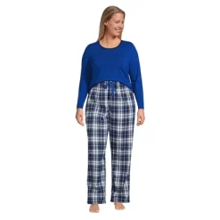 Lands' End Women's Pajama Set Knit Long Sleeve T-Shirt And Flannel Pants -Women Sale Shop GUEST 3b139e07 401c 4a16 af8a fead059b3204