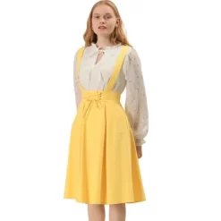 Allegra K Women's Elastic Waist Lace Up A Line Suspender Skirt -Women Sale Shop GUEST 3bcbdb0c fa76 4f86 858e b7d15be12635