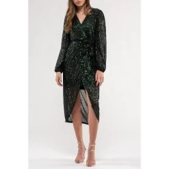 August Sky Women's Sequin Faux Wrap Midi Dress 13 August Sky Women's Sequin Faux Wrap Midi Dress -Women Sale Shop GUEST 3c0c6d03 dfa8 462e b078 4338f7040a7e