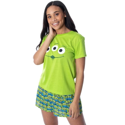 Disney Women's Toy Story Pizza Planet Aliens Shirt And Shorts Pajama Set Lime Green 7 Disney Women's Toy Story Pizza Planet Aliens Shirt And Shorts Pajama Set Lime Green - Image 5
