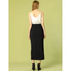 Allegra K Women's Skirt Split Ruched High Waist Summer Beach Maxi Skirts -Women Sale Shop GUEST 3da42dff 01c7 4bfa a926 35b04ee0011b