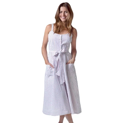 Hope & Henry Womens' Organic Cotton Button Front Midi Dress With Pockets 9 Hope & Henry Womens' Organic Cotton Button Front Midi Dress With Pockets - Image 7