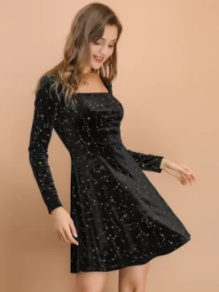 Allegra K Women's Stars Print Square Neck Vintage Velvet Mini Dress 12 Allegra K Women's Stars Print Square Neck Vintage Velvet Mini Dress -Women Sale Shop GUEST 40cb22c2 fc0f 4b0c a874 8325dab695af