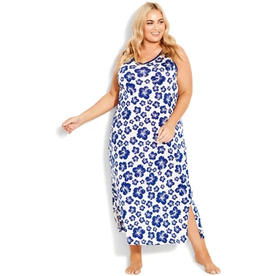 Women's Plus Size Summer Love Sleep Maxi Dress - Hibiscus | AVENUE 5 Women's Plus Size Summer Love Sleep Maxi Dress - Hibiscus | AVENUE - Image 3