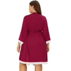 Agnes Orinda Women's Plus Size Solid Wrap Tie Belt Waist Lace Trim 3/4 Sleeve Pajama Robes -Women Sale Shop GUEST 41cb9734 c11f 472f 938c 61981de9f37a