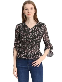 Allegra K Women's Chiffon Floral Blouse V-neck Flare Sleeve Spring Smock Waist Top 15 Allegra K Women's Chiffon Floral Blouse V-neck Flare Sleeve Spring Smock Waist Top -Women Sale Shop GUEST 42650f20 d554 4ba6 adc1 ac93b18d15e6