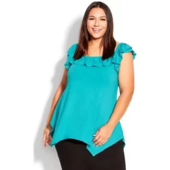 Women's Plus Size Serena Top - Peacock Blue | EVANS -Women Sale Shop GUEST 42f3b1e2 ed70 45cc bde7 343d8185de2f