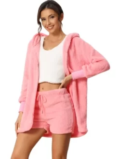 Cheibear Womens Fuzzy Fleece 3 Piece Outfits Pajamas Soft Coat Jacket And Crop Top With Shorts Lounge Set -Women Sale Shop GUEST 4448bb3b d26b 4a87 954e c72166023ea5