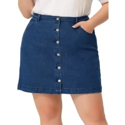Agnes Orinda Women's Plus Size Denim Button Side Pocket Casual Jean A-Line Mini Skirt -Women Sale Shop GUEST 452613c2 bfe9 49d8 8a9d da96c0c79e5a
