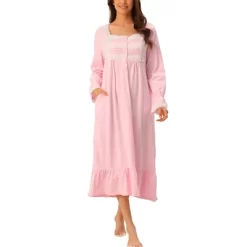 Cheibear Women's Victorian Long Sleeve Ruffle Night Gown Sleepwear With Pockets -Women Sale Shop GUEST 47c3c097 fd97 4b55 9054 e93b41003e5a
