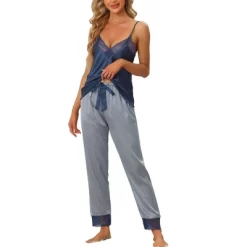 Cheibear Womens Satin Lounge Stripe Lace Trim Cami Tops With Pants Sleepwear Pajamas Sets -Women Sale Shop GUEST 486afd7c 7fbf 4f64 bdee 6f923e0e4ace