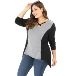 Agnes Orinda Womens Plus Size Tunic Tops Criss Cross V Neck Long Sleeve T Shirt Casual Tops -Women Sale Shop GUEST 4899a668 55b5 42b4 87d9 eba67c2caf13