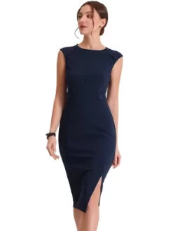 Allegra K Women's Round Neck Sheath Dress Slim Fit Sleeveless Split Work Pencil Dresses -Women Sale Shop GUEST 48efc7cc 3c45 4e2d ae96 d73c086de1e7