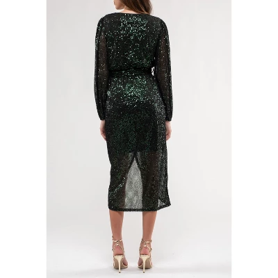 August Sky Women's Sequin Faux Wrap Midi Dress 3 August Sky Women's Sequin Faux Wrap Midi Dress