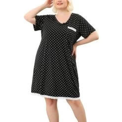 Agnes Orinda Womens Plus Size V Neck Polka Dots Short Sleeve Sleepwear Pajamas Nightgown -Women Sale Shop GUEST 498f09d3 db41 4098 83c6 52f51c40329b