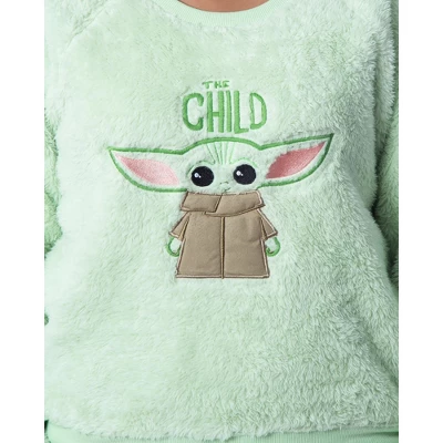 Star Wars Womens' The Mandalorian The Child Sweater And Short Pajama Set Green 4 Star Wars Womens' The Mandalorian The Child Sweater And Short Pajama Set Green - Image 2