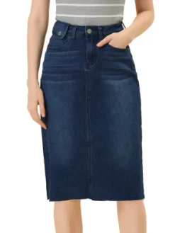 Allegra K Women's Casual Jean Skirt High Waist Back Vent Short Denim Skirts -Women Sale Shop GUEST 49cae232 f414 4d86 baa2 b2f13aa8c51b