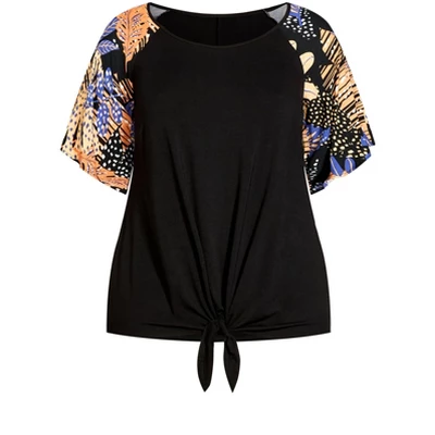 Women's Plus Size Gretta Tie Front Top - Skylight Palm | LORALETTE 4 Women's Plus Size Gretta Tie Front Top - Skylight Palm | LORALETTE - Image 2