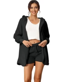 Cheibear Womens Fuzzy Fleece 3 Piece Outfits Pajamas Soft Coat Jacket And Crop Top With Shorts Lounge Set -Women Sale Shop GUEST 4e1be8c5 5a30 45c7 9ae7 19137b03d3c8