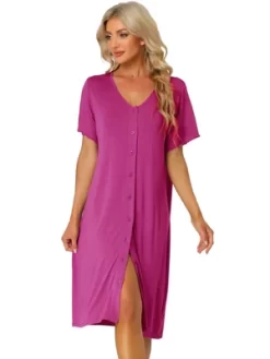 Cheibear Womens Modal Nightshirt Soft Button Down Nightgown Short Sleeve Pajama Sleepshirt -Women Sale Shop GUEST 4eda2ead c032 4aec bd4f 05588eb3385e