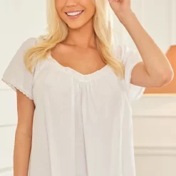 Women's Cotton Victorian Nightgown, Camila Ruffled Short Sleeve Lace Trimmed Long Vintage Night Dress Gown 13 Women's Cotton Victorian Nightgown, Camila Ruffled Short Sleeve Lace Trimmed Long Vintage Night Dress Gown -Women Sale Shop GUEST 4f35e899 9ed3 496b 8c96 b735eec44552