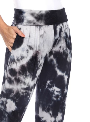 Women's Tie Dye Harem Pants With Pockets - White Mark 3 Women's Tie Dye Harem Pants With Pockets - White Mark