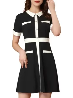 Allegra K Women's Vintage Work Contrast Color Short Sleeve Fit And Flare Dress -Women Sale Shop GUEST 50f6a70b 4b6a 462c 8932 b31ab33f5bd7