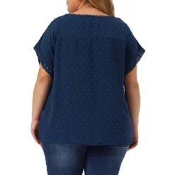 Agnes Orinda Women's Plus Size Chiffon Swiss Dots Short Sleeve Lace Crochet Pleated Casual Blouse -Women Sale Shop GUEST 51b743bb 632b 434e 8f48 2a9199ec263c