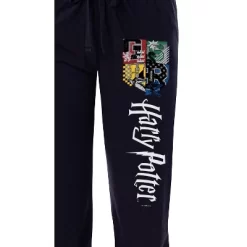 Harry Potter Women's Hogwarts House Crest Sleep Lounge Pajama Pants Black