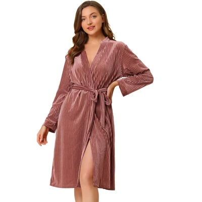 Allegra K Women's Velvet Bathrobe Soft Lounge Pajamas Sleepwear Tie Waist Flannel Robe 9 Allegra K Women's Velvet Bathrobe Soft Lounge Pajamas Sleepwear Tie Waist Flannel Robe - Image 7