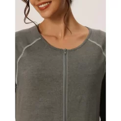 Cheibear Womens Zipper Front Housecoat With Pockets Long Robes -Women Sale Shop GUEST 57f71bb3 4df1 48d9 889a 119df202c61b