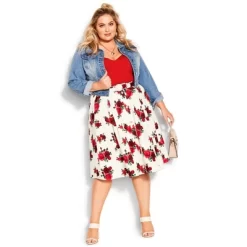 Women's Plus Size Vintage Rose Skirt - Ivory | CITY CHIC -Women Sale Shop GUEST 594a98a1 3f17 43ab a9a9 078ea8f5acad