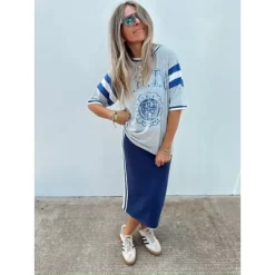 Women's Ascot + Hart Graphic Midi Skirt - Blue -Women Sale Shop GUEST 5a600f7a 7c0c 4a43 b4c7 0aeca7e3a744