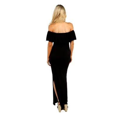 24seven Comfort Apparel Women's Off Shoulder Maxi Dress 4 24seven Comfort Apparel Women's Off Shoulder Maxi Dress - Image 2