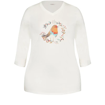 Women's Plus Size Robin Sleep Top - Cream | AVENUE 6 Women's Plus Size Robin Sleep Top - Cream | AVENUE - Image 4