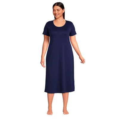 Lands' End Women's Supima Cotton Short Sleeve Midcalf Nightgown Dress 5 Lands' End Women's Supima Cotton Short Sleeve Midcalf Nightgown Dress - Image 3