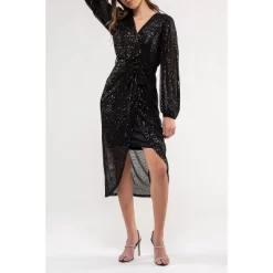 August Sky Women's Sequin Faux Wrap Midi Dress 15 August Sky Women's Sequin Faux Wrap Midi Dress -Women Sale Shop GUEST 5d4171f5 578f 4212 9a4a c76729516117
