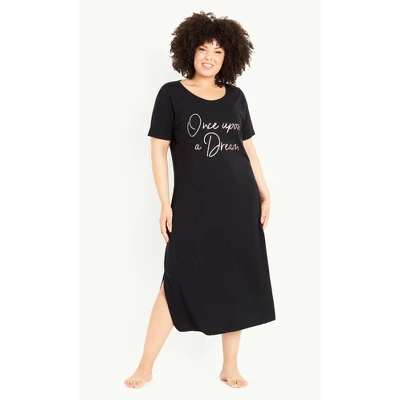 Women's Plus Size Dream Sleep Dress - Black | EVANS 5 Women's Plus Size Dream Sleep Dress - Black | EVANS - Image 3
