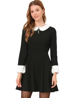 Allegra K Women's Peter Pan Collar Contrast Button Decor Long Sleeve Flare Dress 13 Allegra K Women's Peter Pan Collar Contrast Button Decor Long Sleeve Flare Dress -Women Sale Shop GUEST 5eae3f89 1be2 4e22 ab9c 9942dc4aeebf