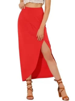 Allegra K Women's Skirt Split Ruched High Waist Summer Beach Maxi Skirts -Women Sale Shop GUEST 5ef16d32 0650 426c b6d5 06eb36e9f07b